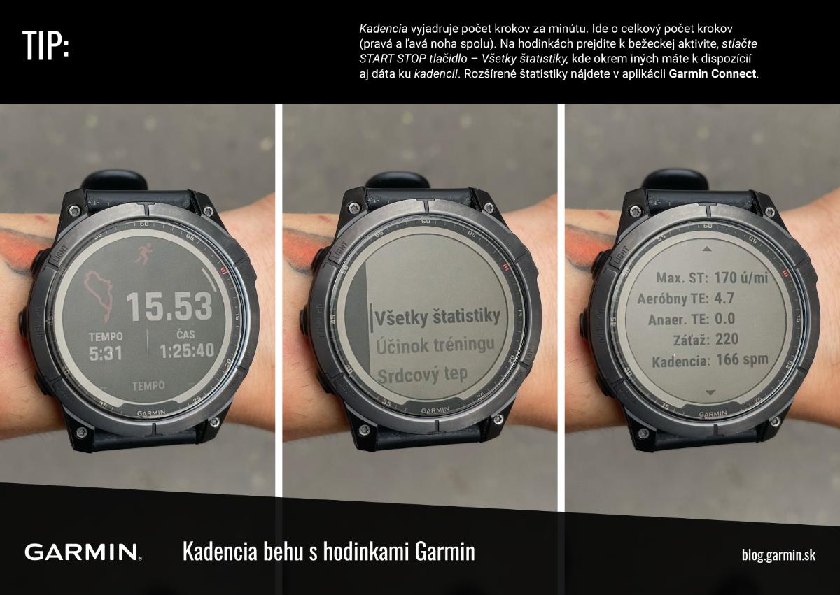 kadencia behu - hodinky Garmin