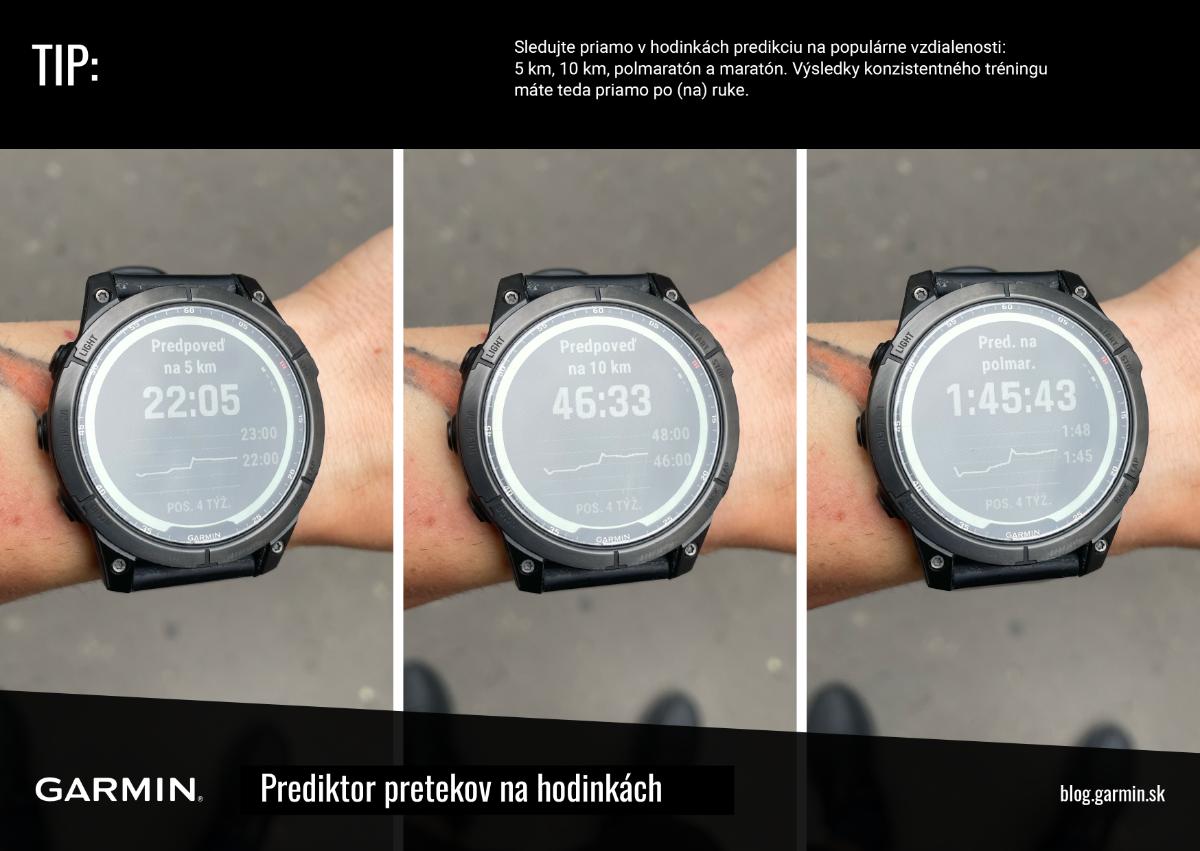 Prediktor pretekov v športových hodinkách Garmin