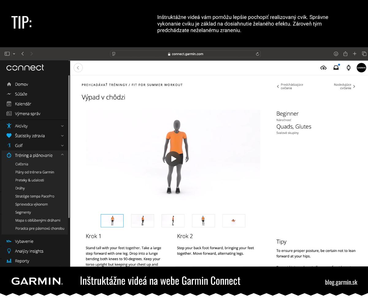 cviky v tehotenstve - inštruktážne video v Garmin Connect